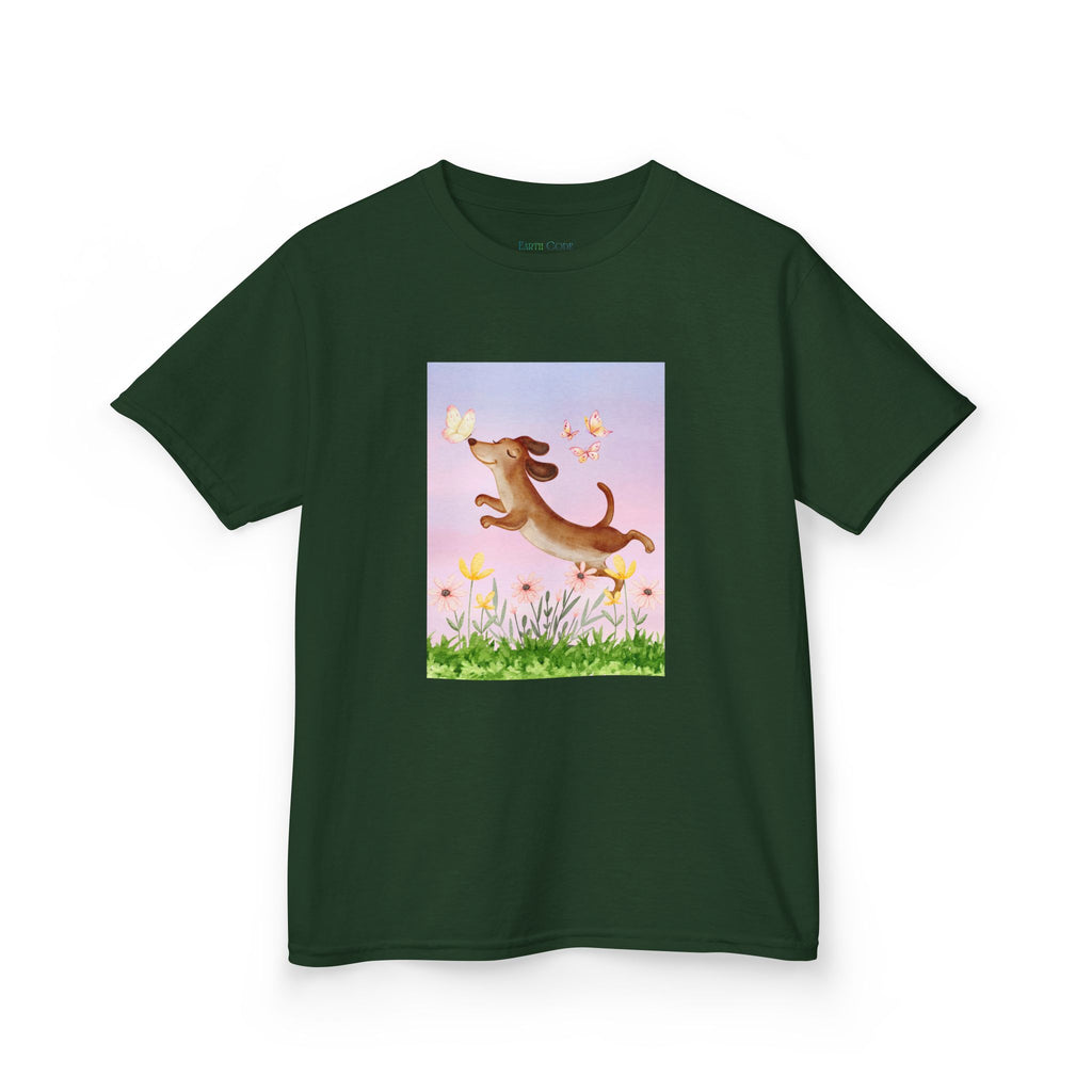 Happy Dancing Dachshund T-Shirt for Kids | Butterfly Garden Kids Tee