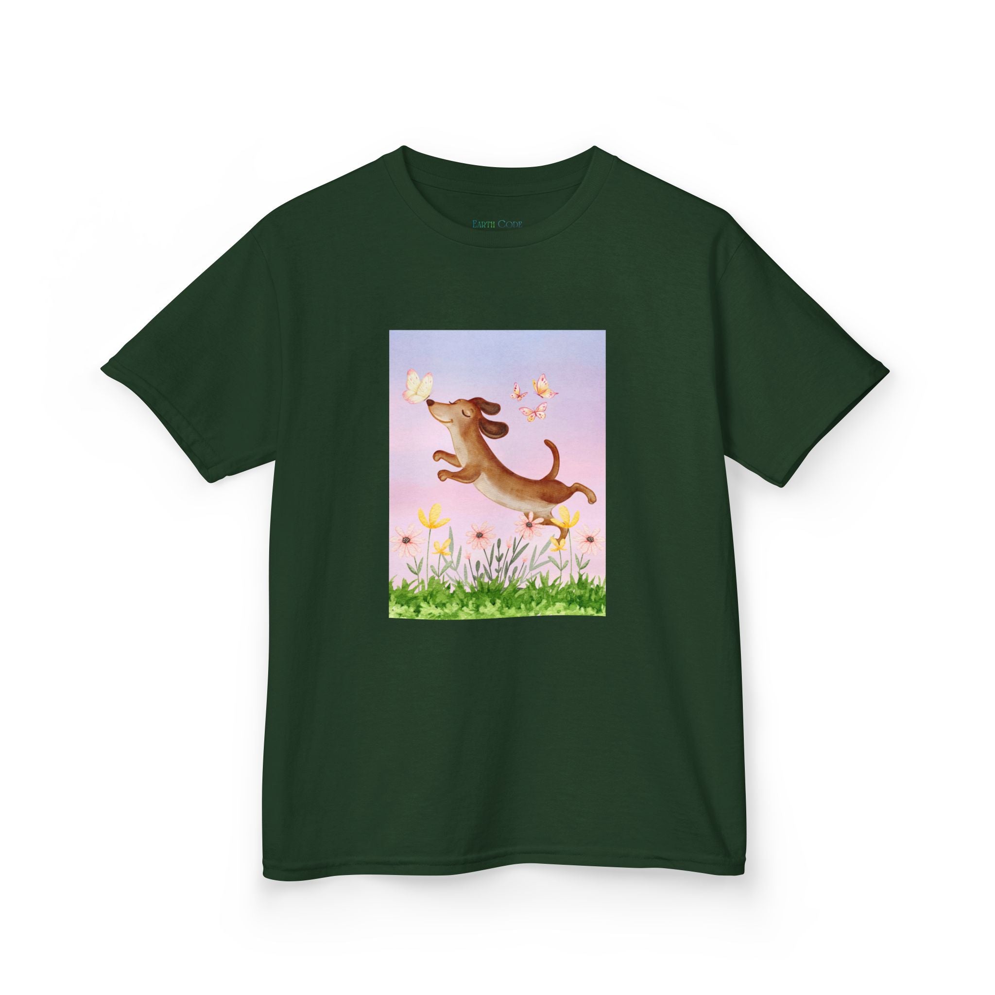 Happy Dancing Dachshund T-Shirt for Kids | Butterfly Garden Kids Tee