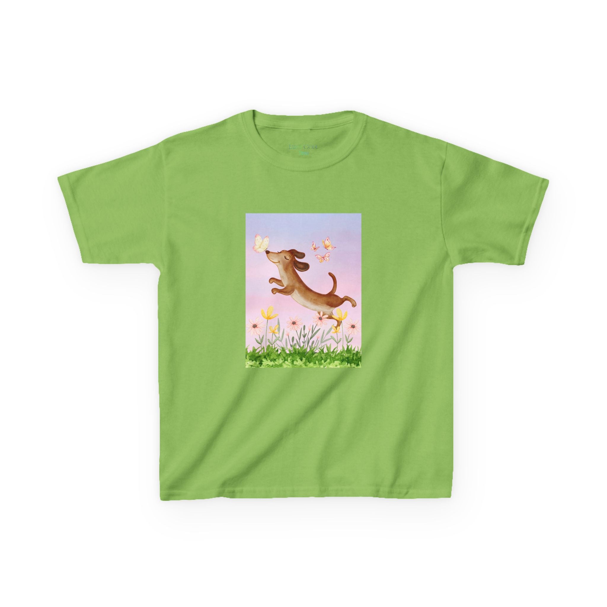 Happy Dancing Dachshund T-Shirt for Kids | Butterfly Garden Kids Tee