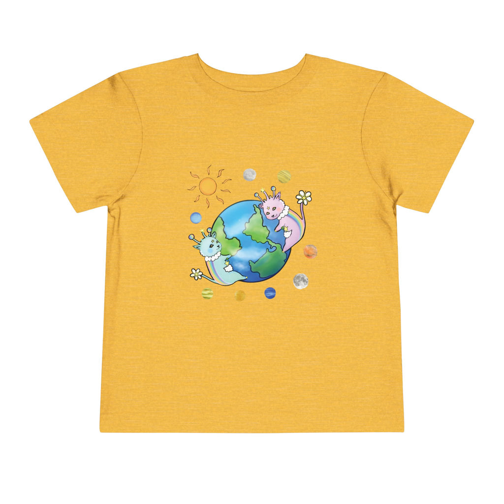 Moowy & Soowy Toddler T-Shirt – Cute Aliens Hugging Earth Kids Space Tee