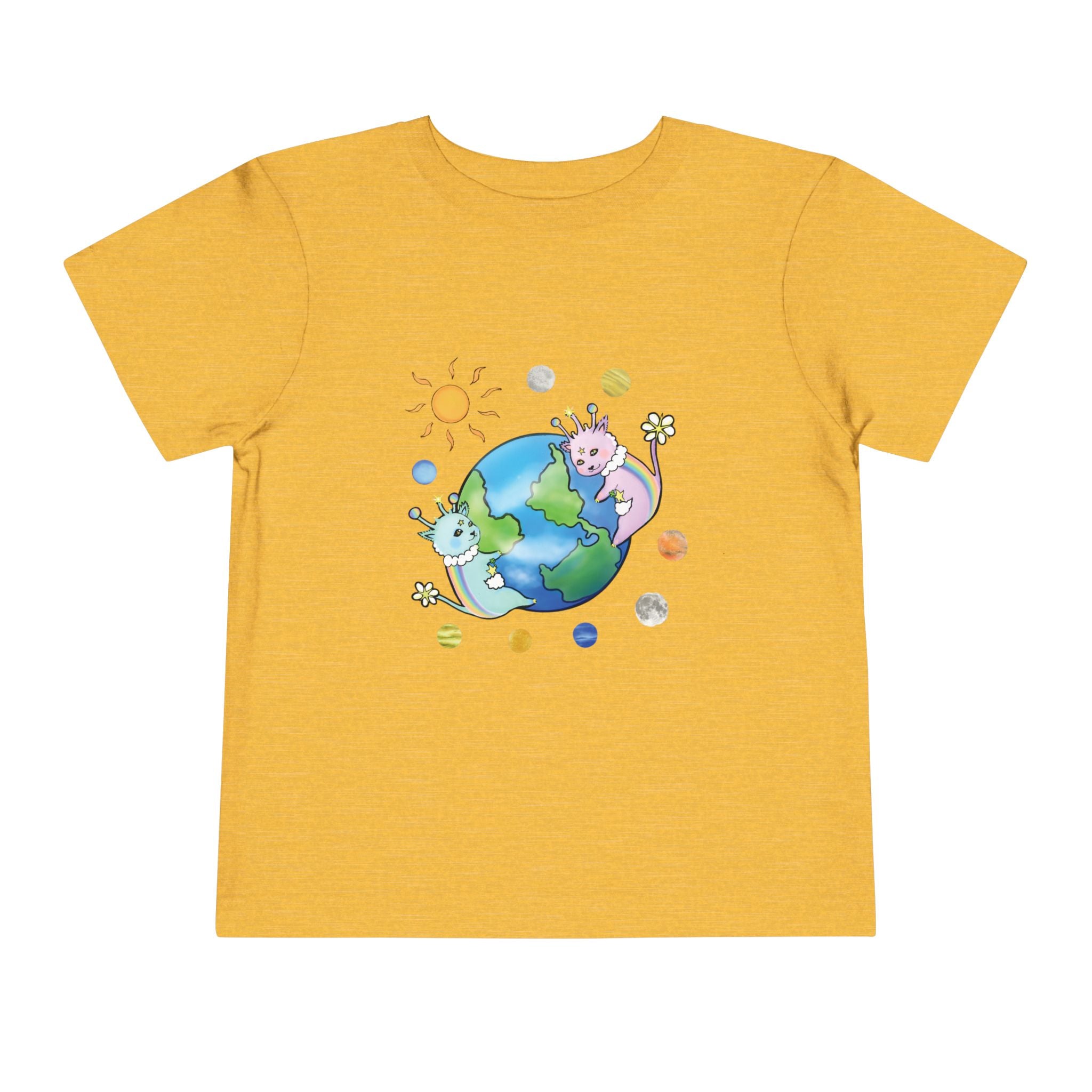 Moowy & Soowy Toddler T-Shirt – Cute Aliens Hugging Earth Kids Space Tee