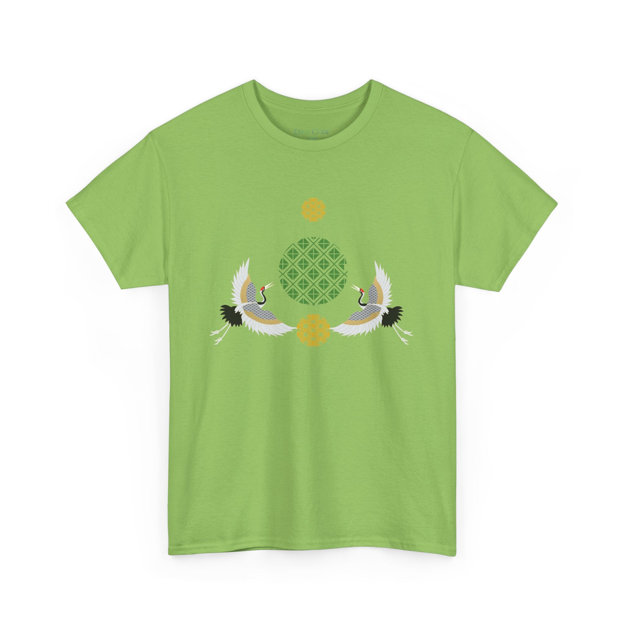 Japanese Cranes Harmony T-Shirt | Two Cranes Minimalist Japanese Art Tee - | Unisex Heavy Cotton Tee