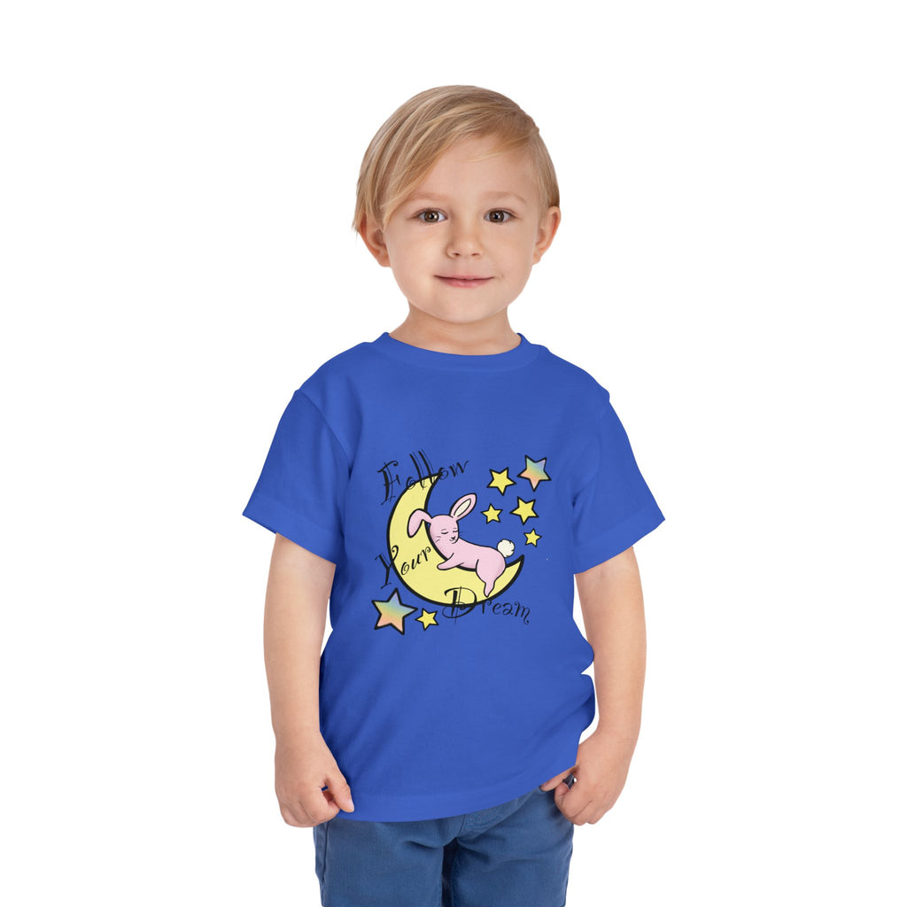 Sleeping Bunny on Moon toddler tee | pastel stars, I’ll Brew Dream design