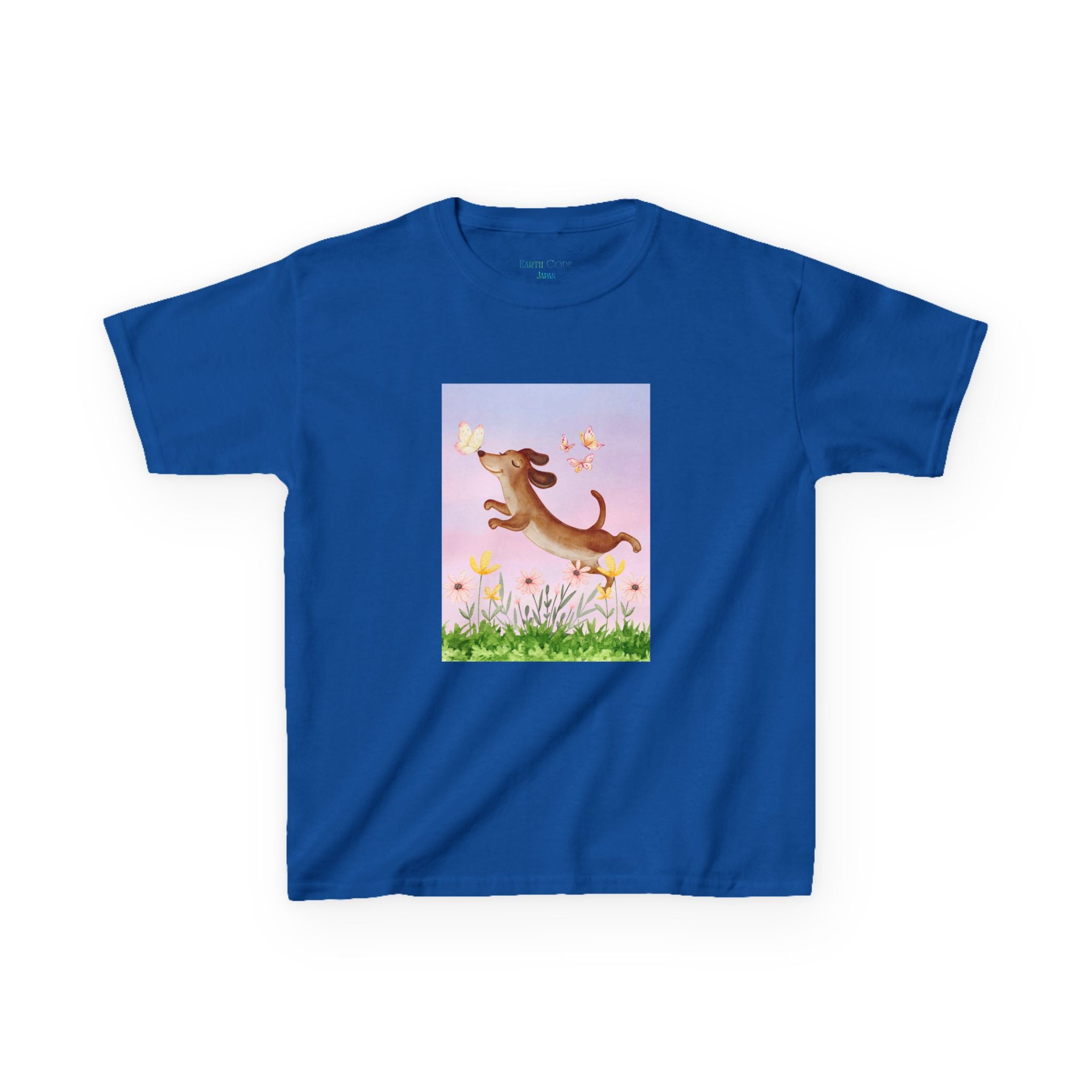 Happy Dancing Dachshund T-Shirt for Kids | Butterfly Garden Kids Tee