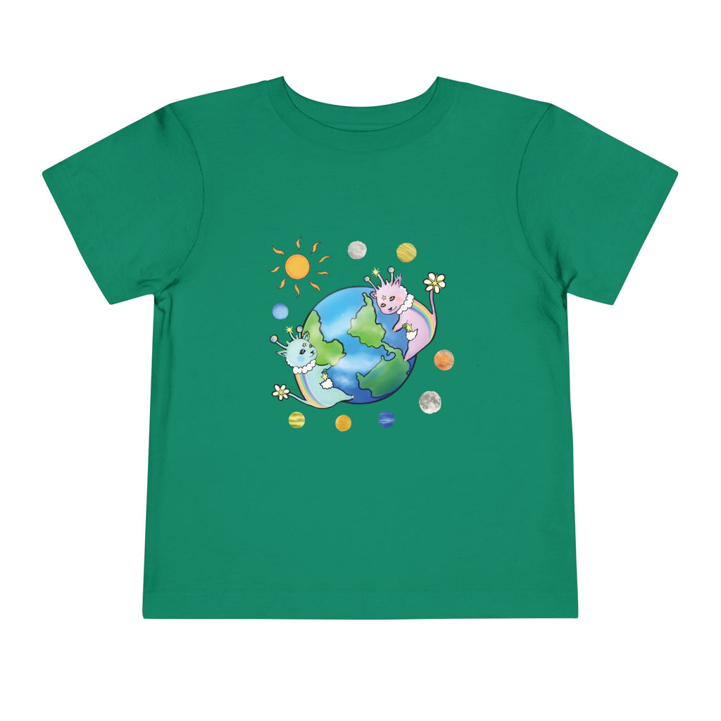 Moowy & Soowy Toddler T-Shirt – Cute Aliens Hugging Earth Kids Space Tee