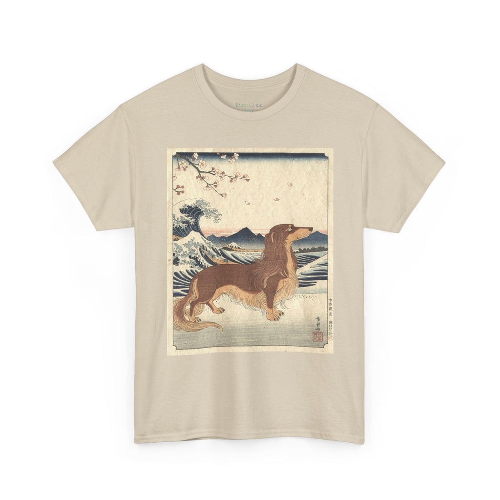 Dachshund Ukiyo-e Art T-Shirt | Japanese Wave Dog Print