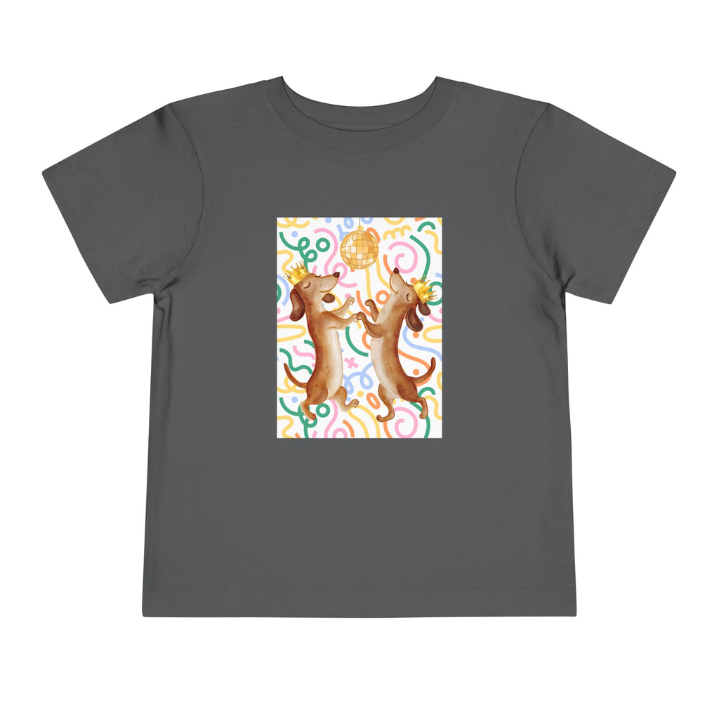 Two Dancing Dachshunds with Crowns T-Shirt | Pop Art Disco Kids Tee