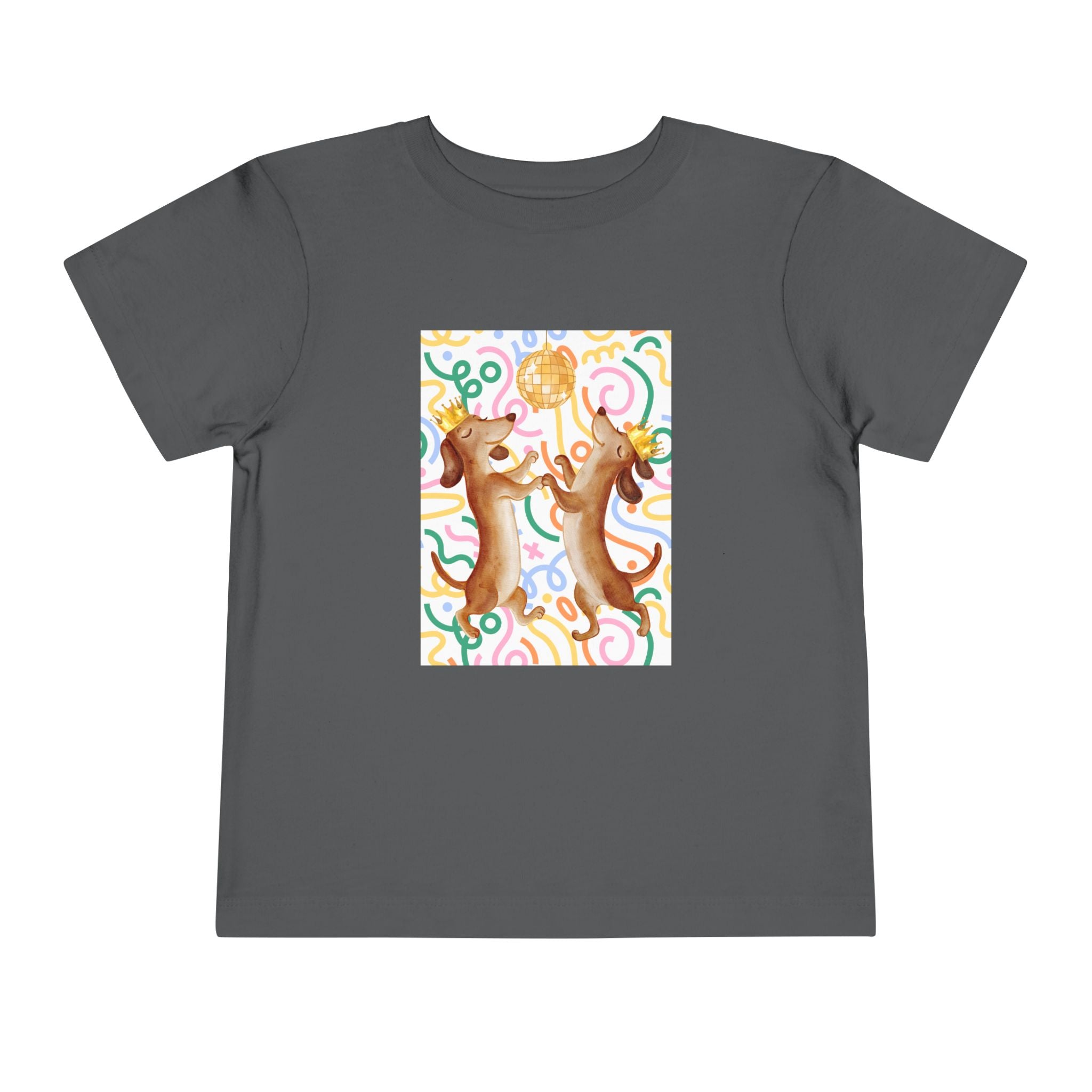 Two Dancing Dachshunds with Crowns T-Shirt | Pop Art Disco Kids Tee