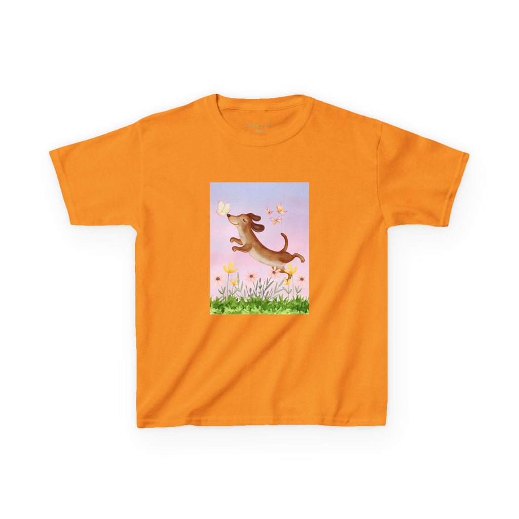 Happy Dancing Dachshund T-Shirt for Kids | Butterfly Garden Kids Tee