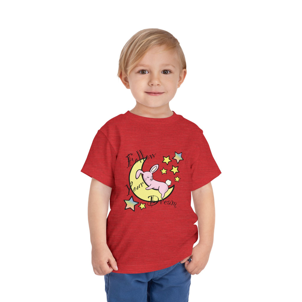 Sleeping Bunny on Moon toddler tee | pastel stars, I’ll Brew Dream design