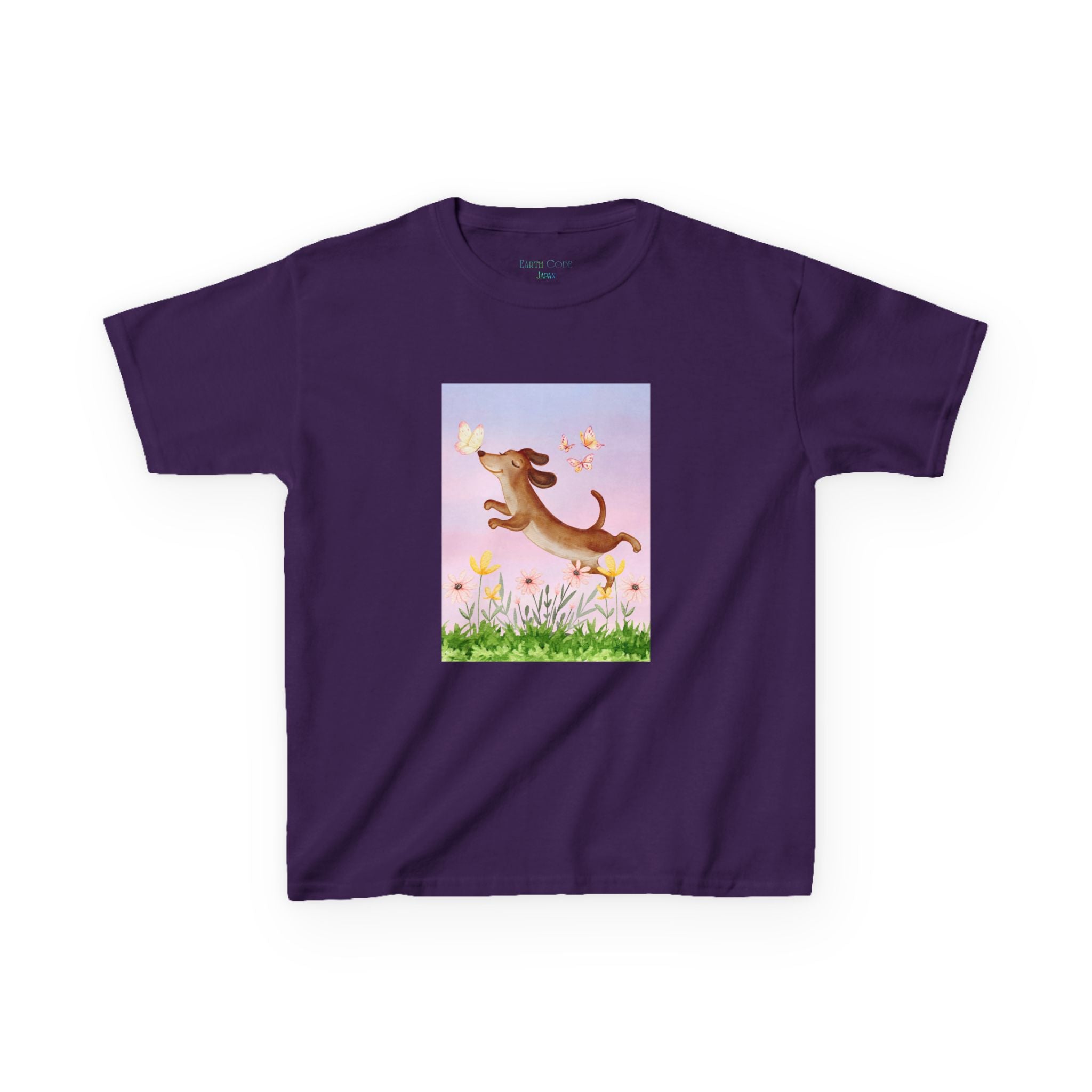Happy Dancing Dachshund T-Shirt for Kids | Butterfly Garden Kids Tee