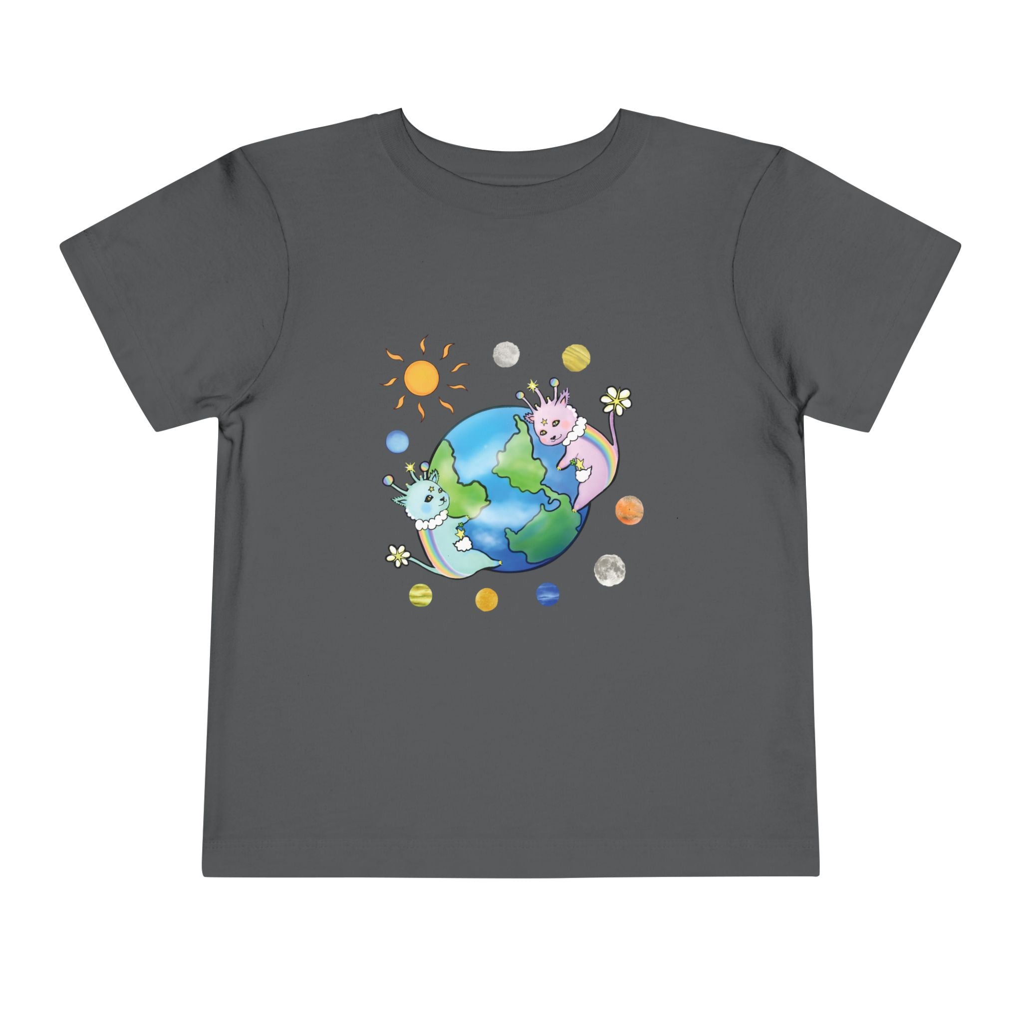 Moowy & Soowy Toddler T-Shirt – Cute Aliens Hugging Earth Kids Space Tee