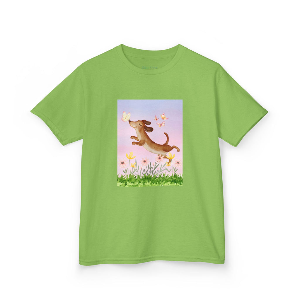 Happy Dancing Dachshund T-Shirt for Kids | Butterfly Garden Kids Tee