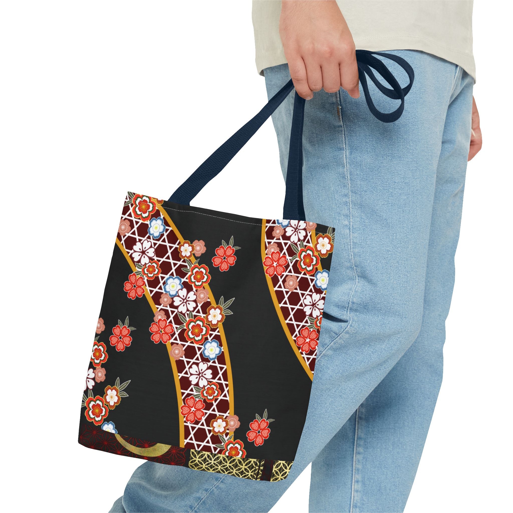 Copy of Floral Kimono Wave Tote Bag | Japanese Sakura Pattern