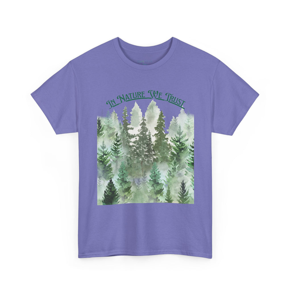 Copy of In Nature We Trust T-Shirt | Watercolor Forest Trees, Outdoors Nature Tee