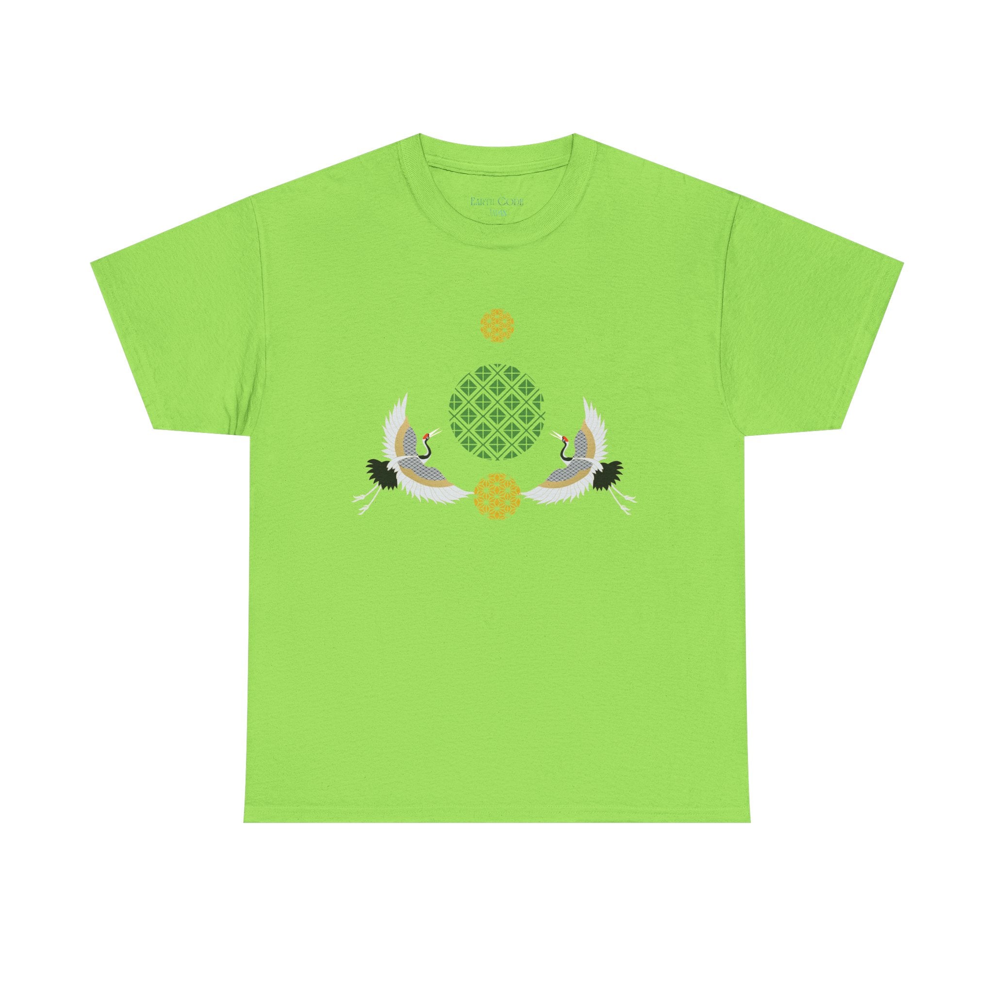 Japanese Cranes Harmony T-Shirt | Two Cranes Minimalist Japanese Art Tee - | Unisex Heavy Cotton Tee