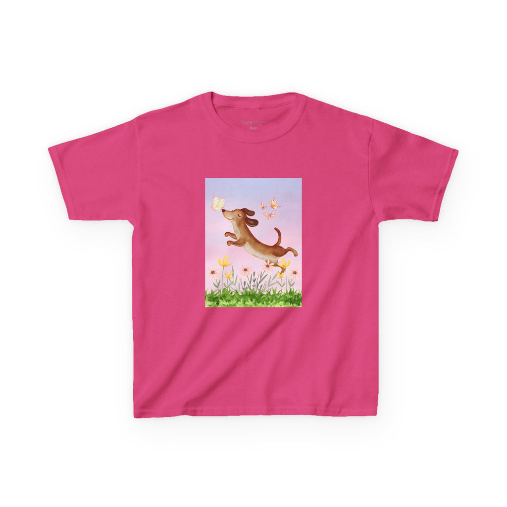 Happy Dancing Dachshund T-Shirt for Kids | Butterfly Garden Kids Tee