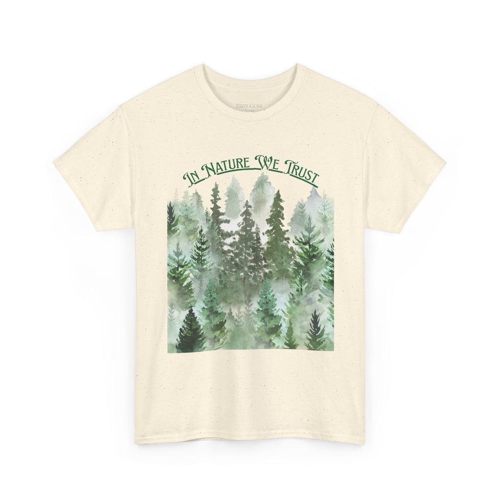 Copy of In Nature We Trust T-Shirt | Watercolor Forest Trees, Outdoors Nature Tee