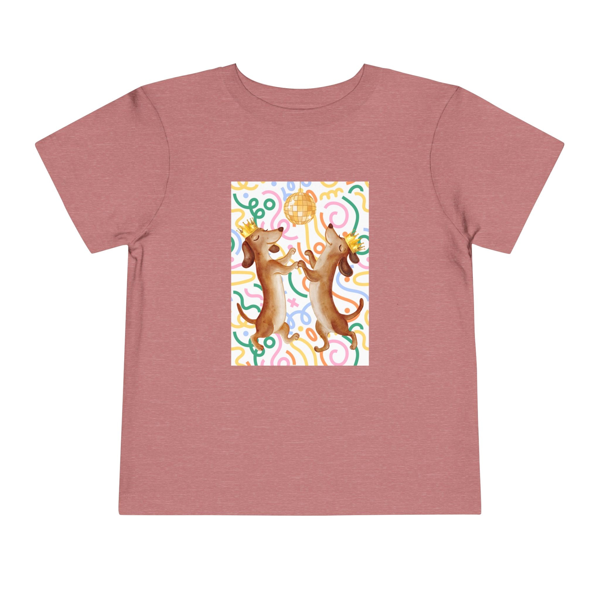 Two Dancing Dachshunds with Crowns T-Shirt | Pop Art Disco Kids Tee