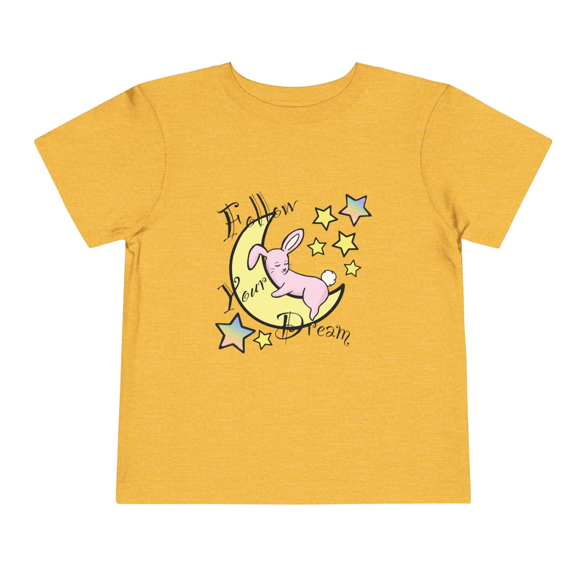 Sleeping Bunny on Moon toddler tee | pastel stars, I’ll Brew Dream design