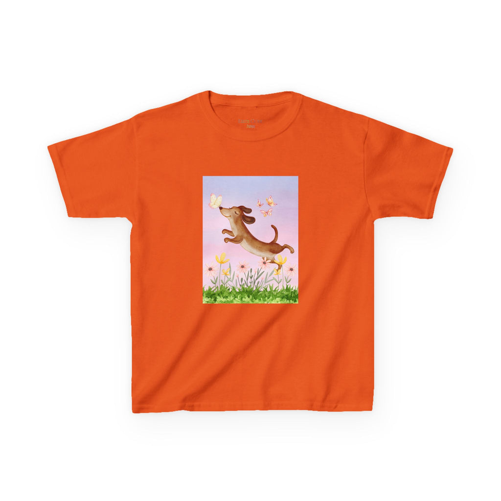 Happy Dancing Dachshund T-Shirt for Kids | Butterfly Garden Kids Tee