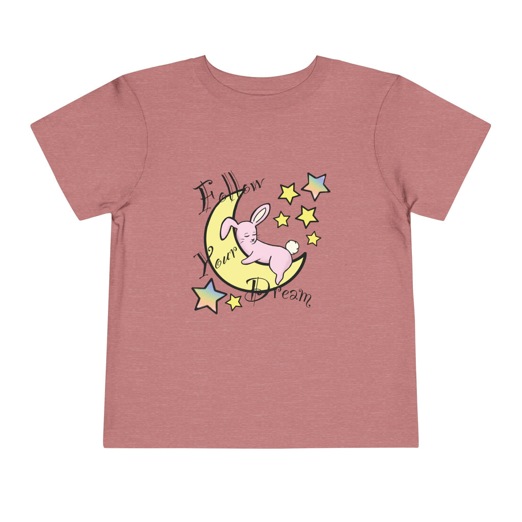 Sleeping Bunny on Moon toddler tee | pastel stars, I’ll Brew Dream design