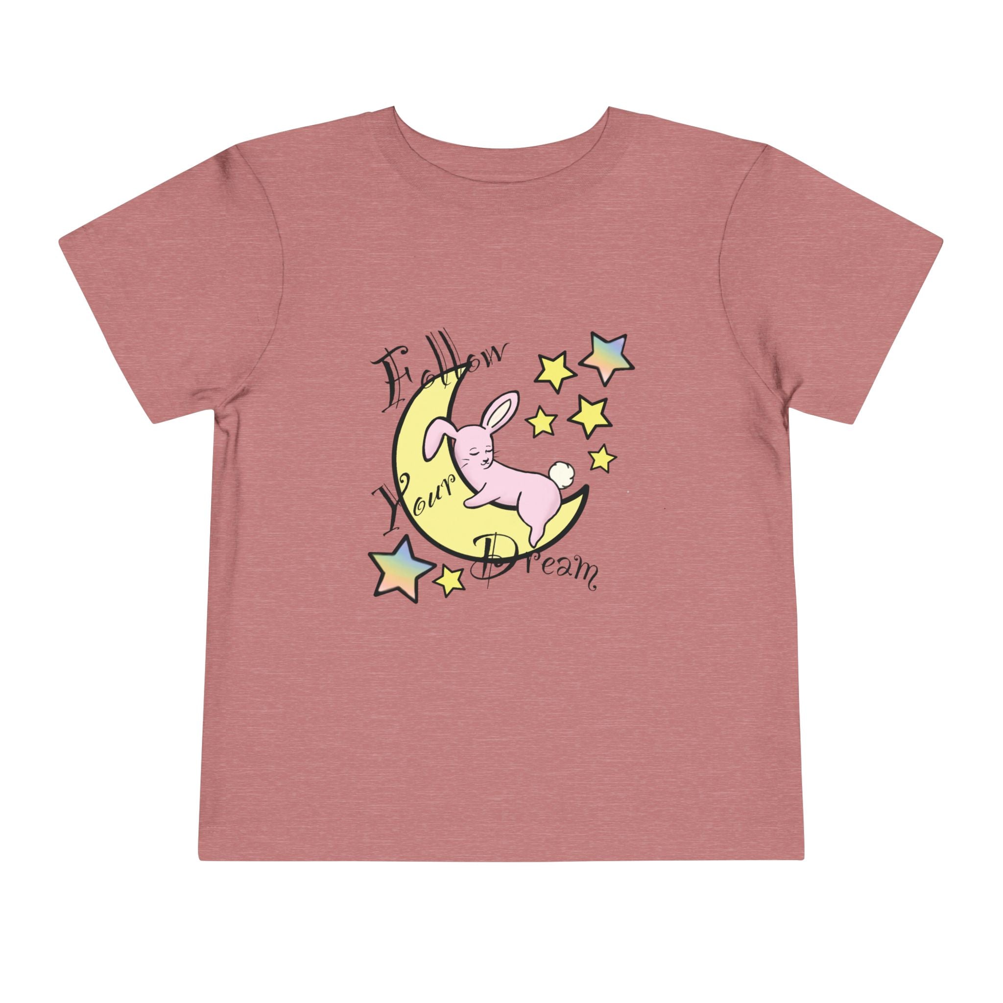 Sleeping Bunny on Moon toddler tee | pastel stars, I’ll Brew Dream design