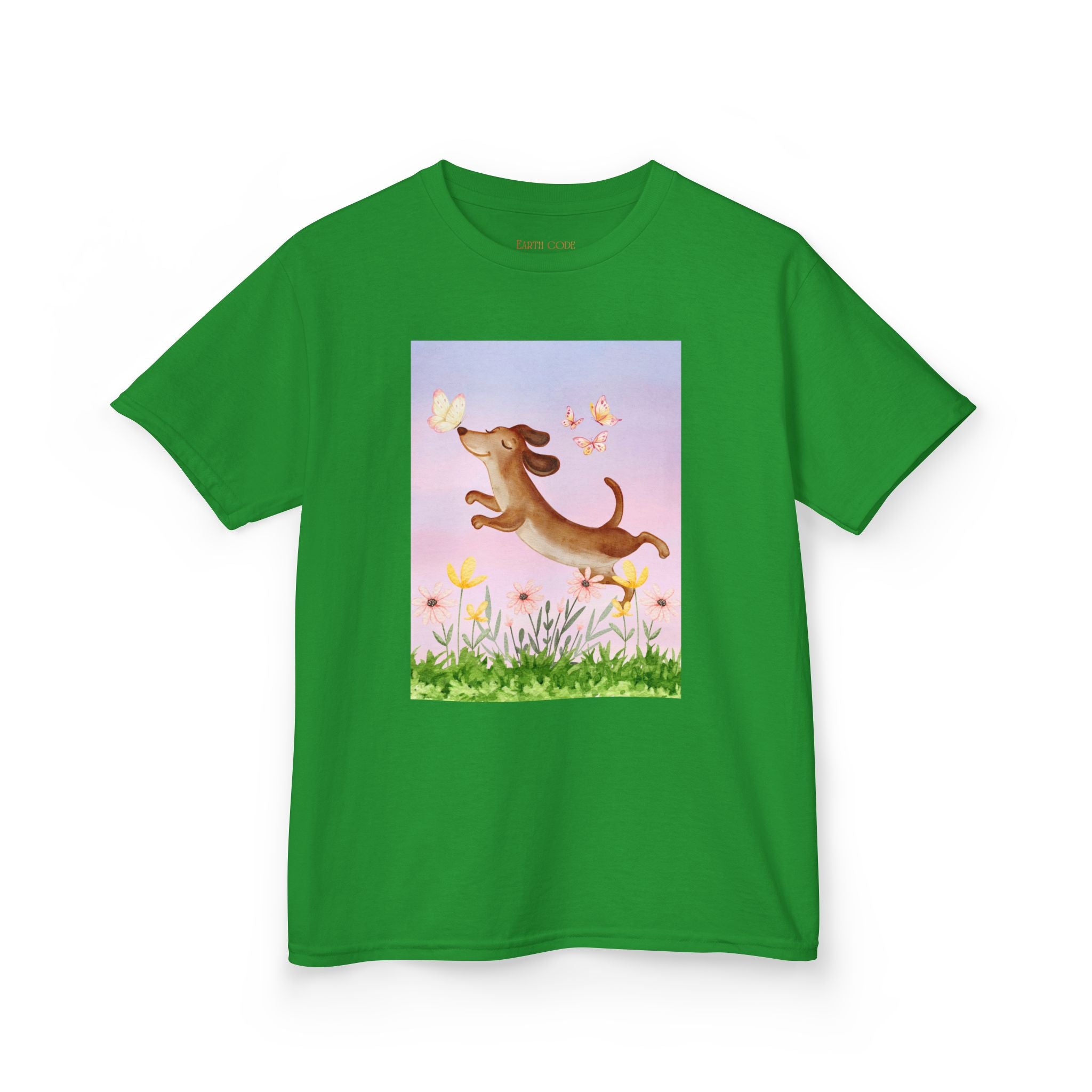 Happy Dancing Dachshund T-Shirt for Kids | Butterfly Garden Kids Tee