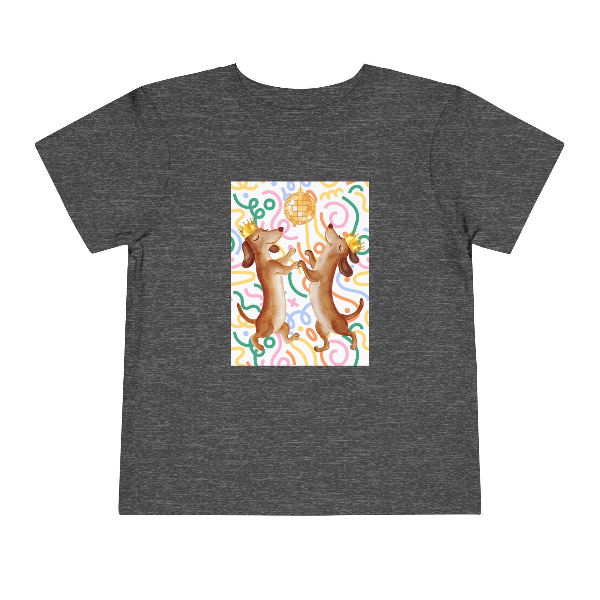 Two Dancing Dachshunds with Crowns T-Shirt | Pop Art Disco Kids Tee