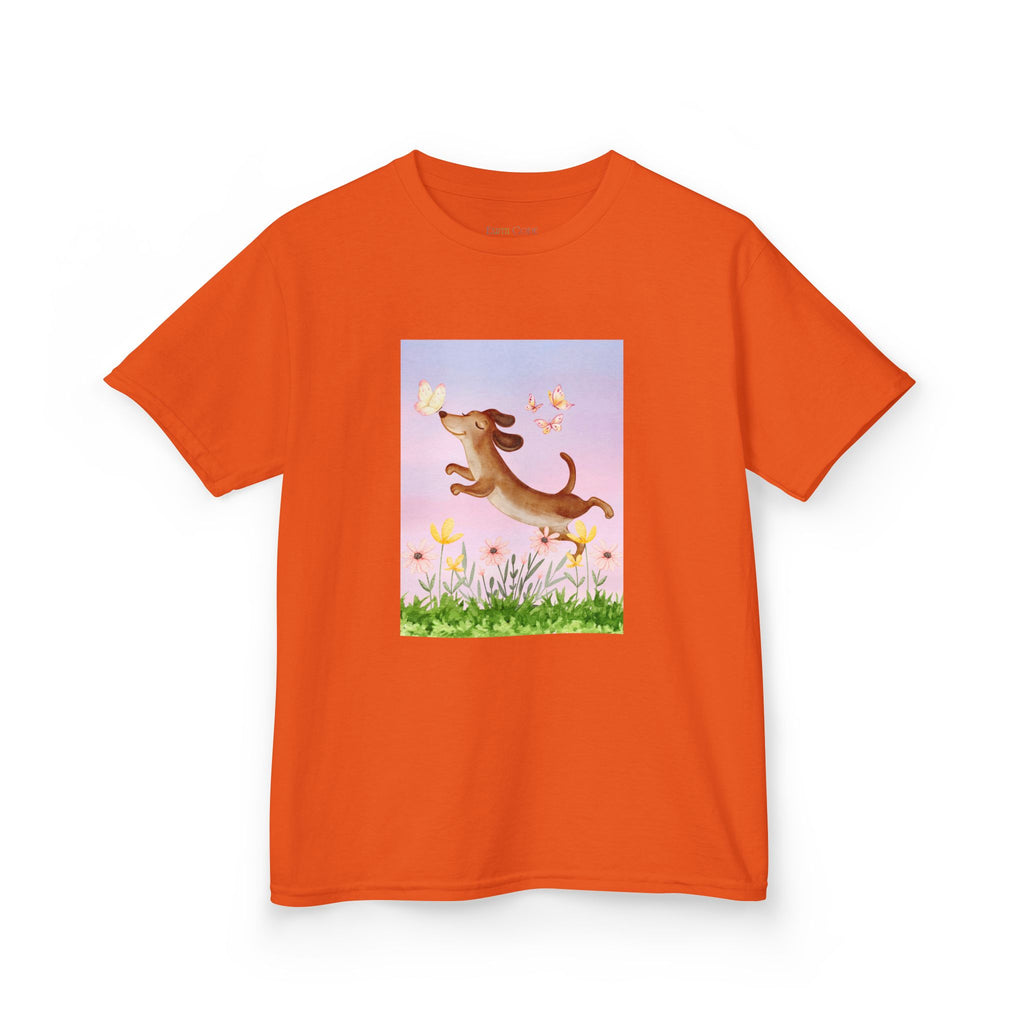 Happy Dancing Dachshund T-Shirt for Kids | Butterfly Garden Kids Tee