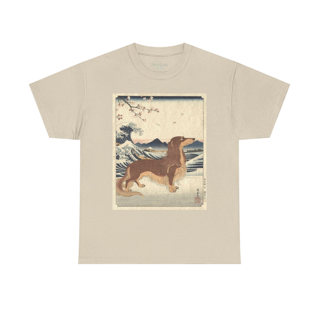 Dachshund Ukiyo-e Art T-Shirt | Japanese Wave Dog Print