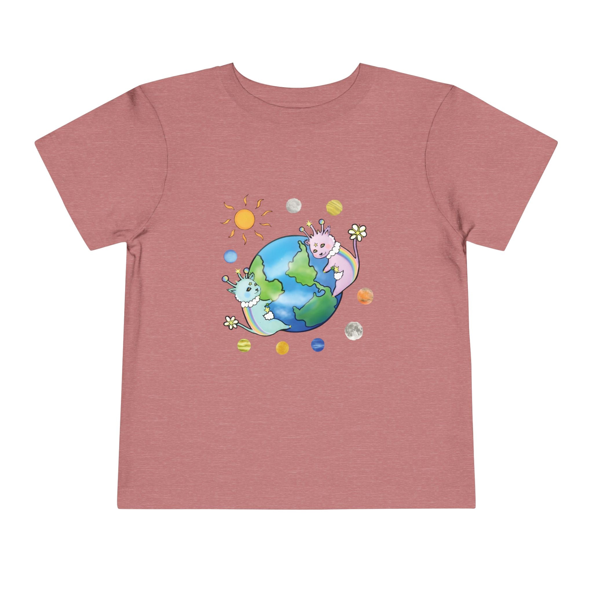 Moowy & Soowy Toddler T-Shirt – Cute Aliens Hugging Earth Kids Space Tee