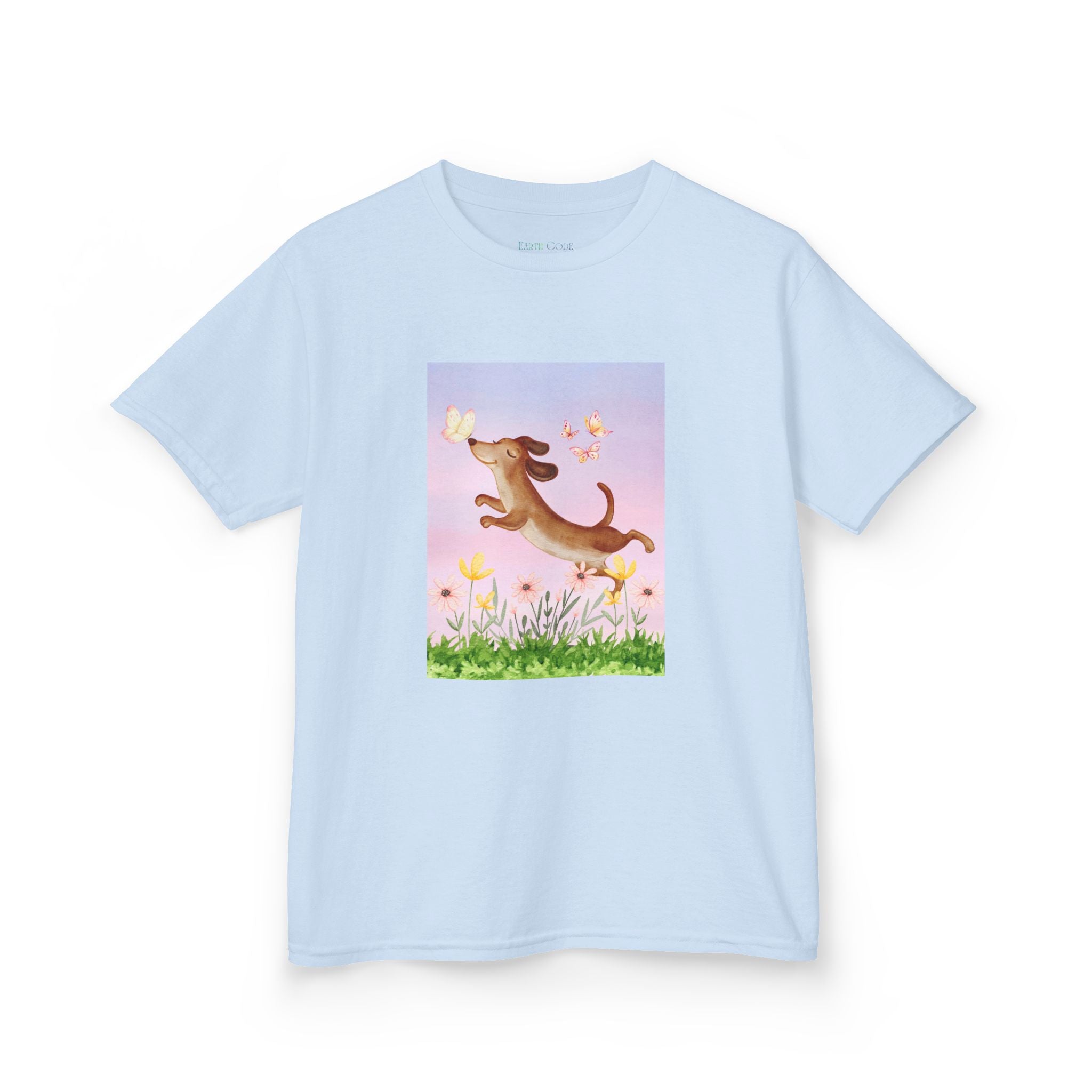 Happy Dancing Dachshund T-Shirt for Kids | Butterfly Garden Kids Tee