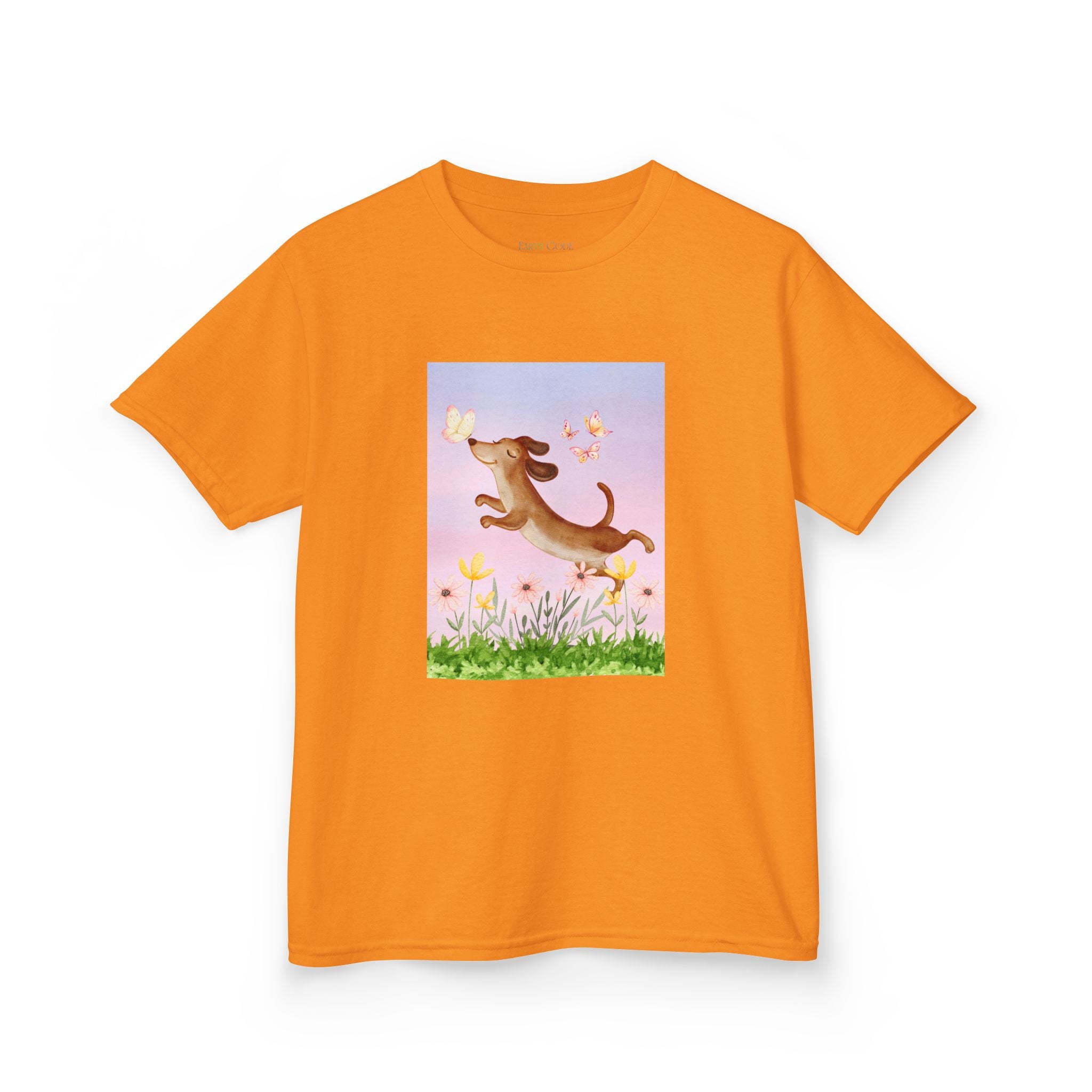 Happy Dancing Dachshund T-Shirt for Kids | Butterfly Garden Kids Tee
