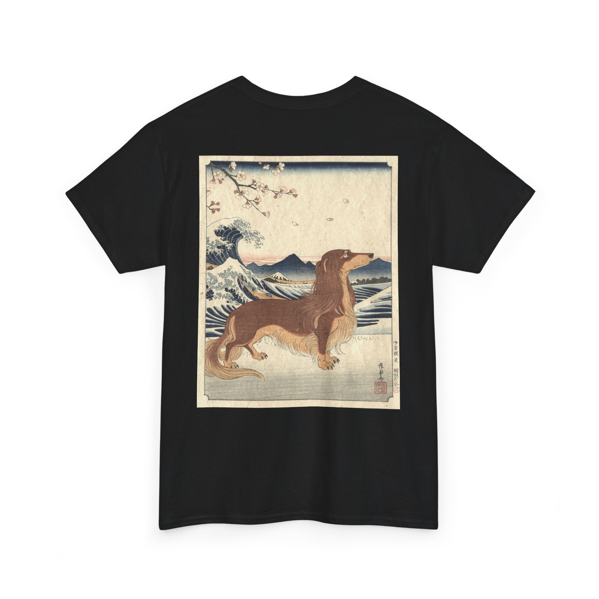 Dachshund Ukiyo-e Art T-Shirt | Japanese Wave Dog Print
