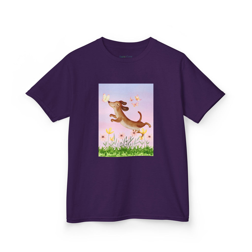Happy Dancing Dachshund T-Shirt for Kids | Butterfly Garden Kids Tee