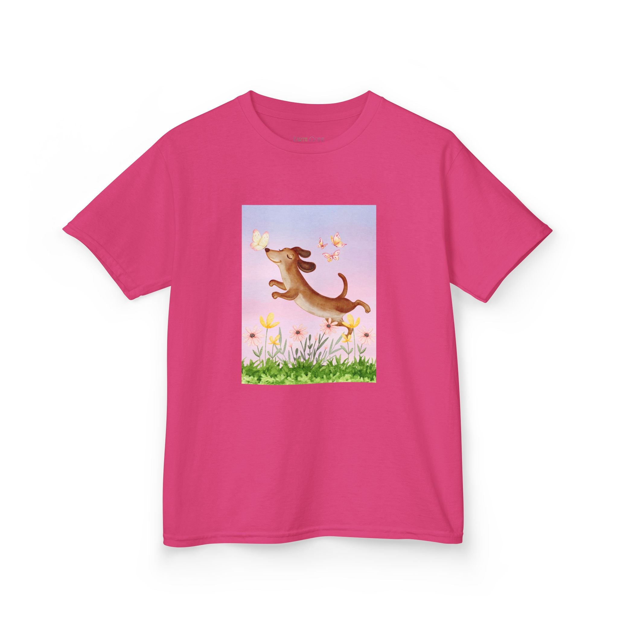 Happy Dancing Dachshund T-Shirt for Kids | Butterfly Garden Kids Tee