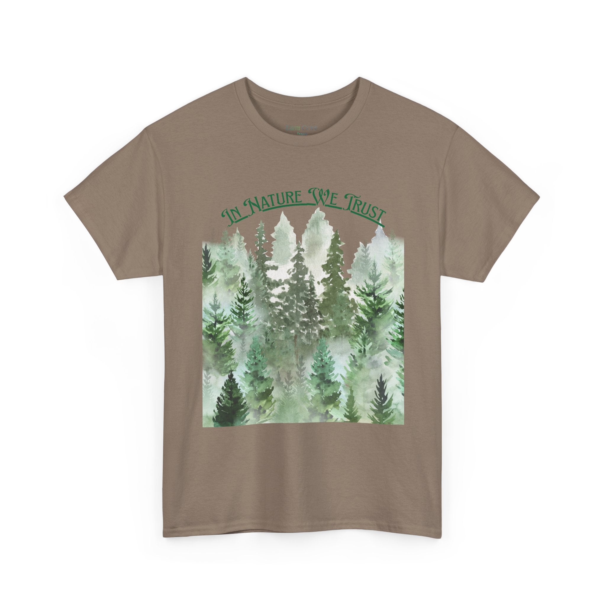 Copy of In Nature We Trust T-Shirt | Watercolor Forest Trees, Outdoors Nature Tee
