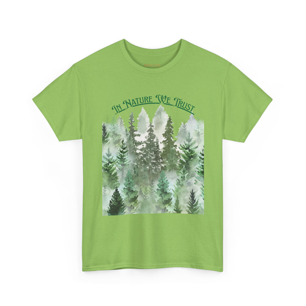Copy of In Nature We Trust T-Shirt | Watercolor Forest Trees, Outdoors Nature Tee
