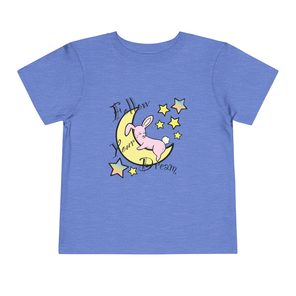 Sleeping Bunny on Moon toddler tee | pastel stars, I’ll Brew Dream design