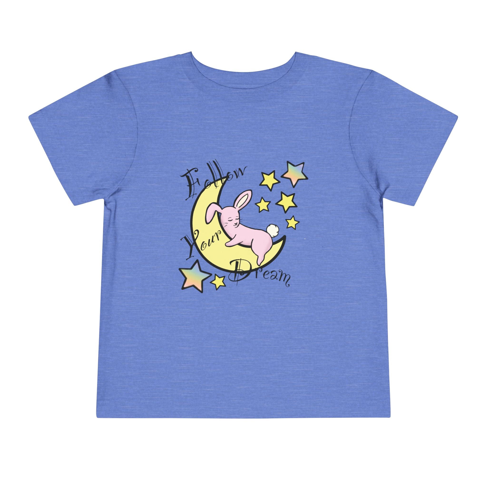Sleeping Bunny on Moon toddler tee | pastel stars, I’ll Brew Dream design