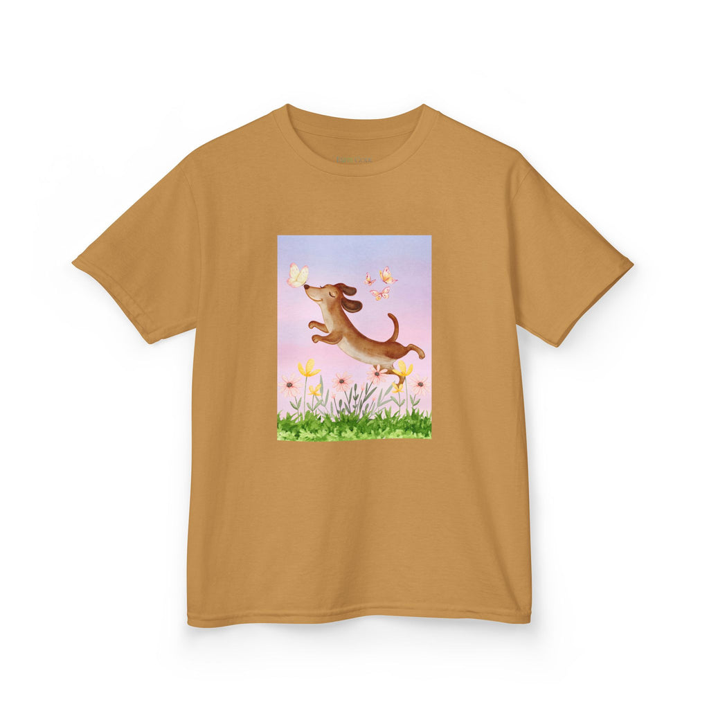 Happy Dancing Dachshund T-Shirt for Kids | Butterfly Garden Kids Tee