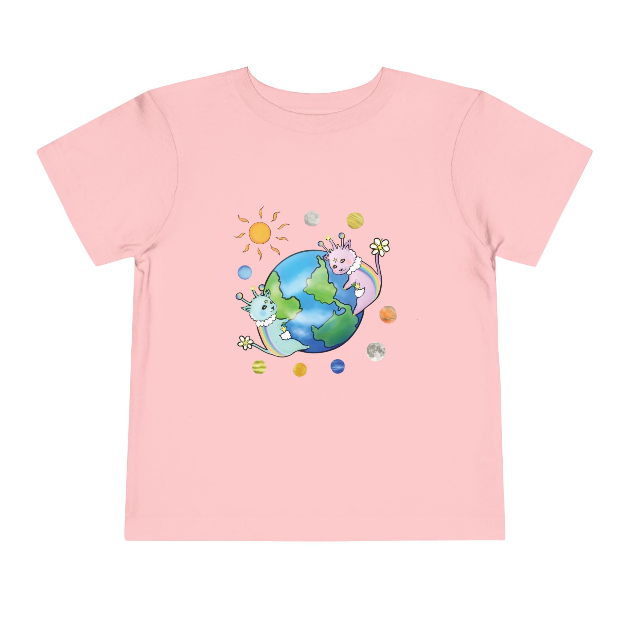 Moowy & Soowy Toddler T-Shirt – Cute Aliens Hugging Earth Kids Space Tee