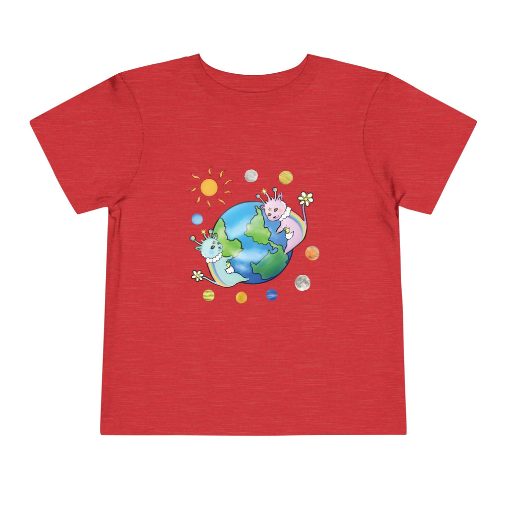 Moowy & Soowy Toddler T-Shirt – Cute Aliens Hugging Earth Kids Space Tee