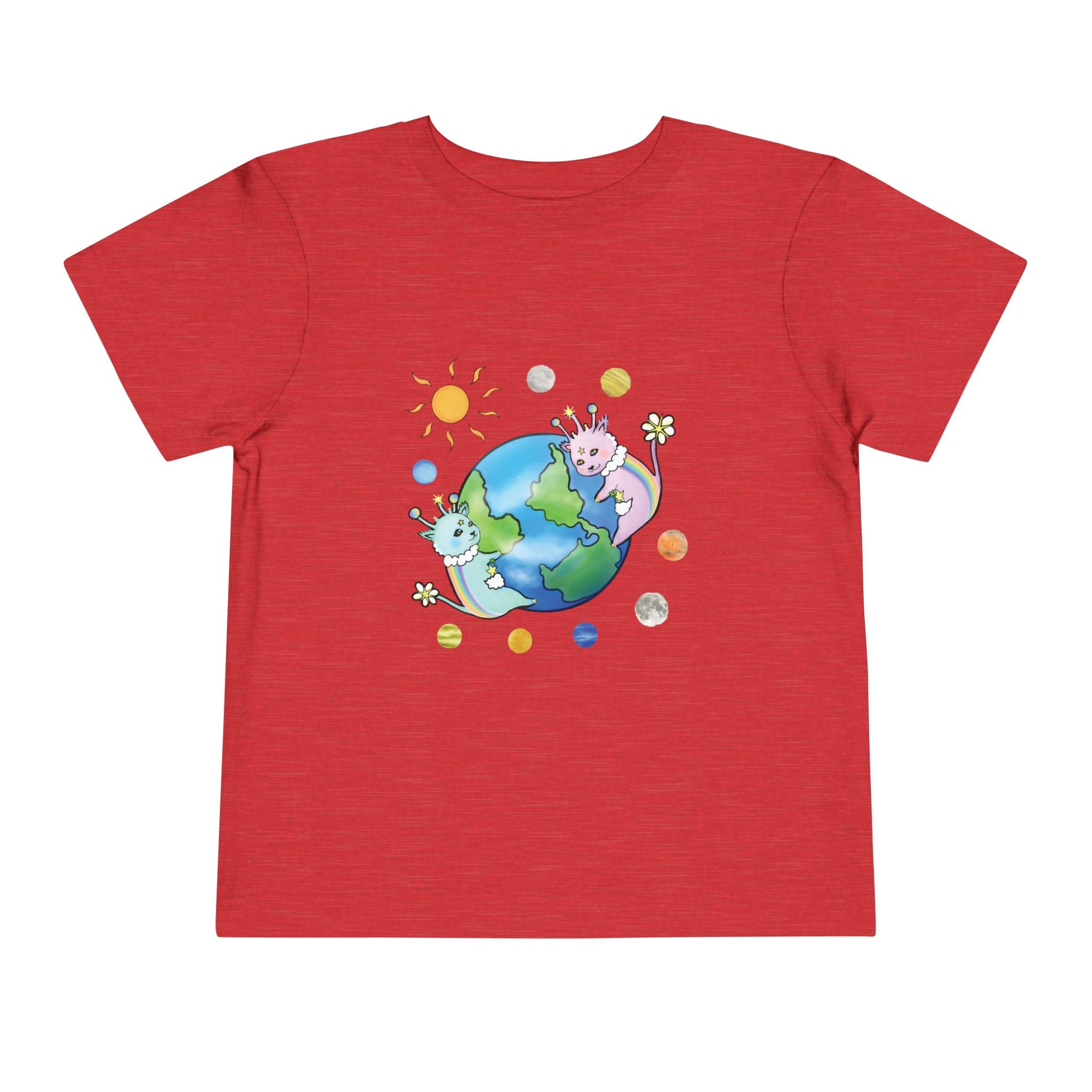 Moowy & Soowy Toddler T-Shirt – Cute Aliens Hugging Earth Kids Space Tee