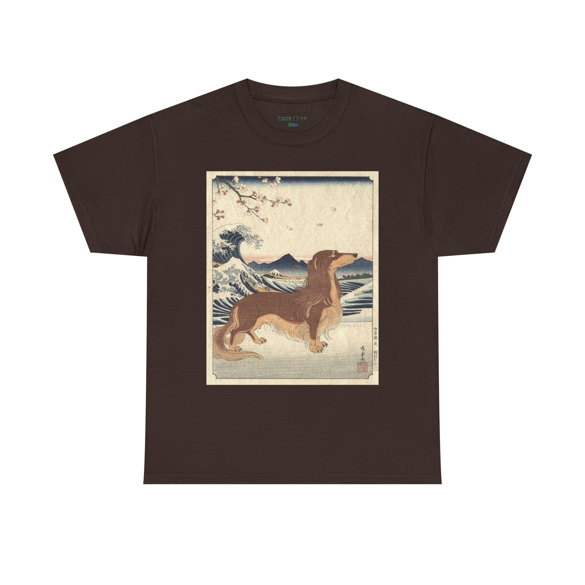 Dachshund Ukiyo-e Art T-Shirt | Japanese Wave Dog Print
