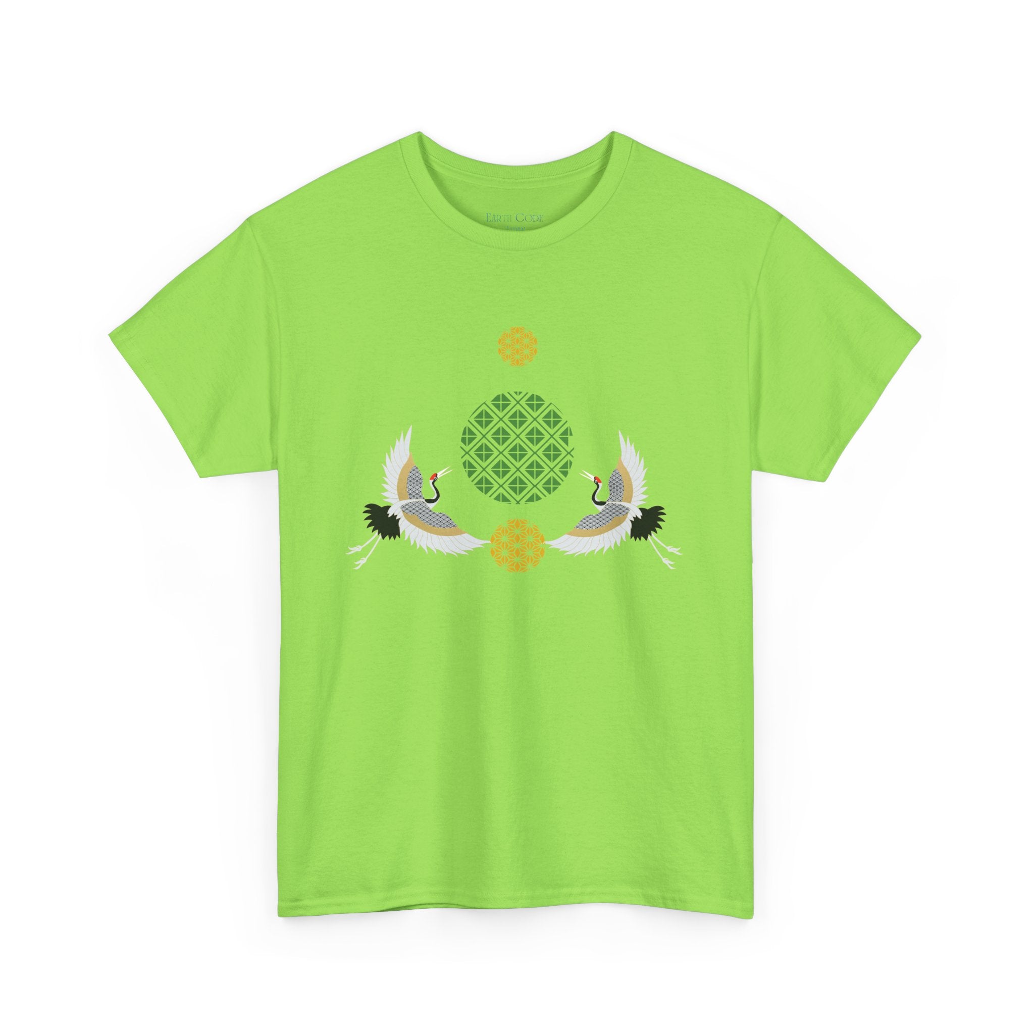 Japanese Cranes Harmony T-Shirt | Two Cranes Minimalist Japanese Art Tee - | Unisex Heavy Cotton Tee