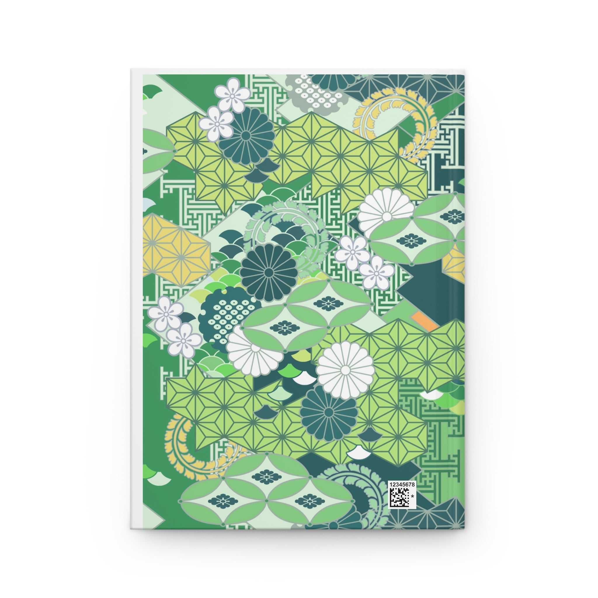 Green Japanese Pattern Hardcover Journal | Floral Geometric Notebook