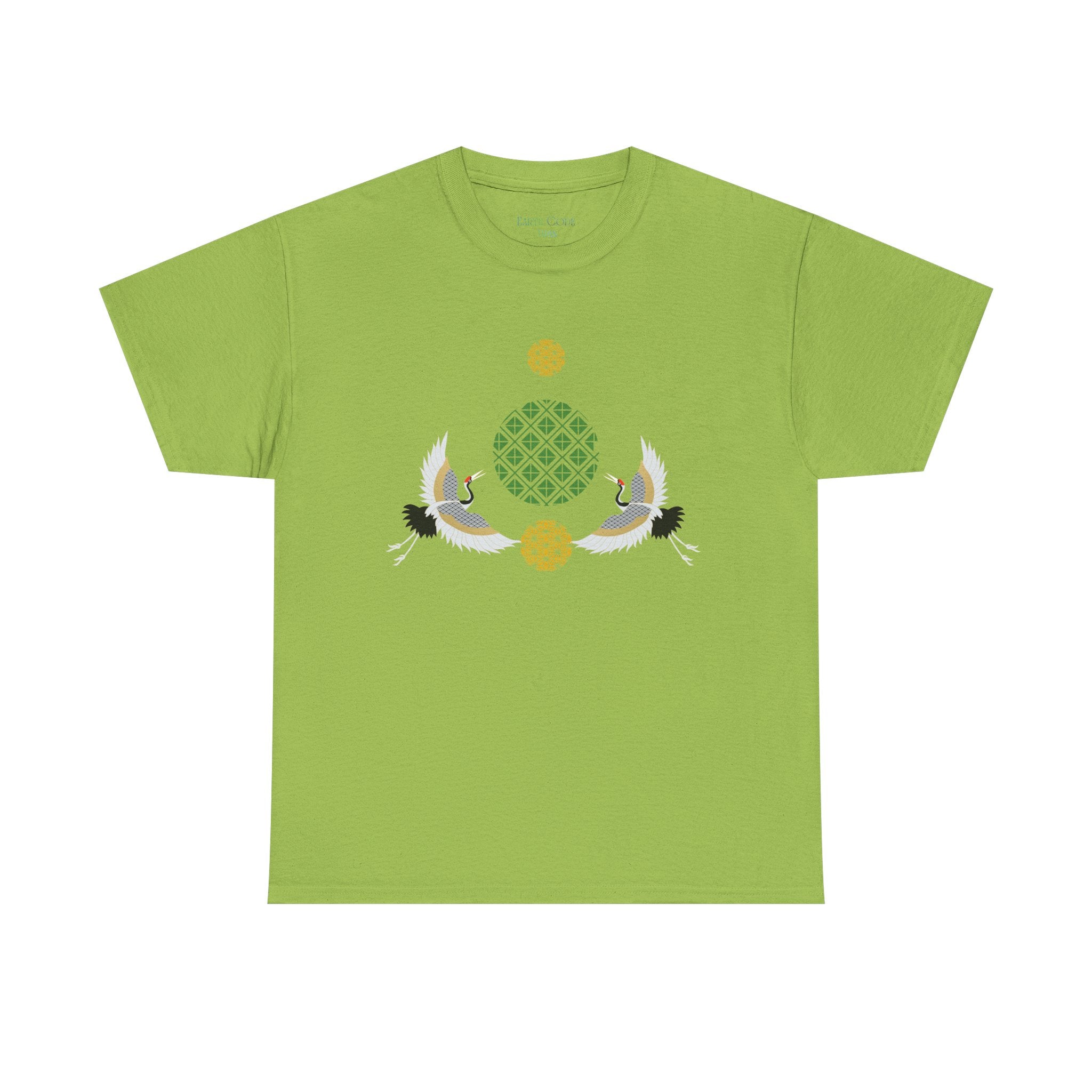 Japanese Cranes Harmony T-Shirt | Two Cranes Minimalist Japanese Art Tee - | Unisex Heavy Cotton Tee