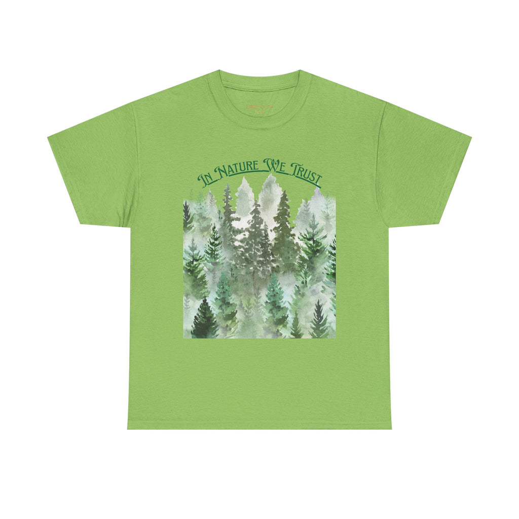 Copy of In Nature We Trust T-Shirt | Watercolor Forest Trees, Outdoors Nature Tee